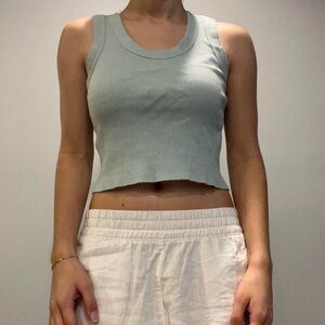 Women's Sleeveless Ribbed Top - Light Blue